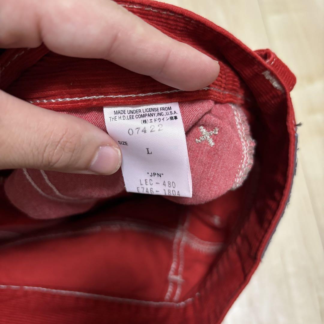 Lee コーデュロイフレアカーゴデニム レッド 古着
