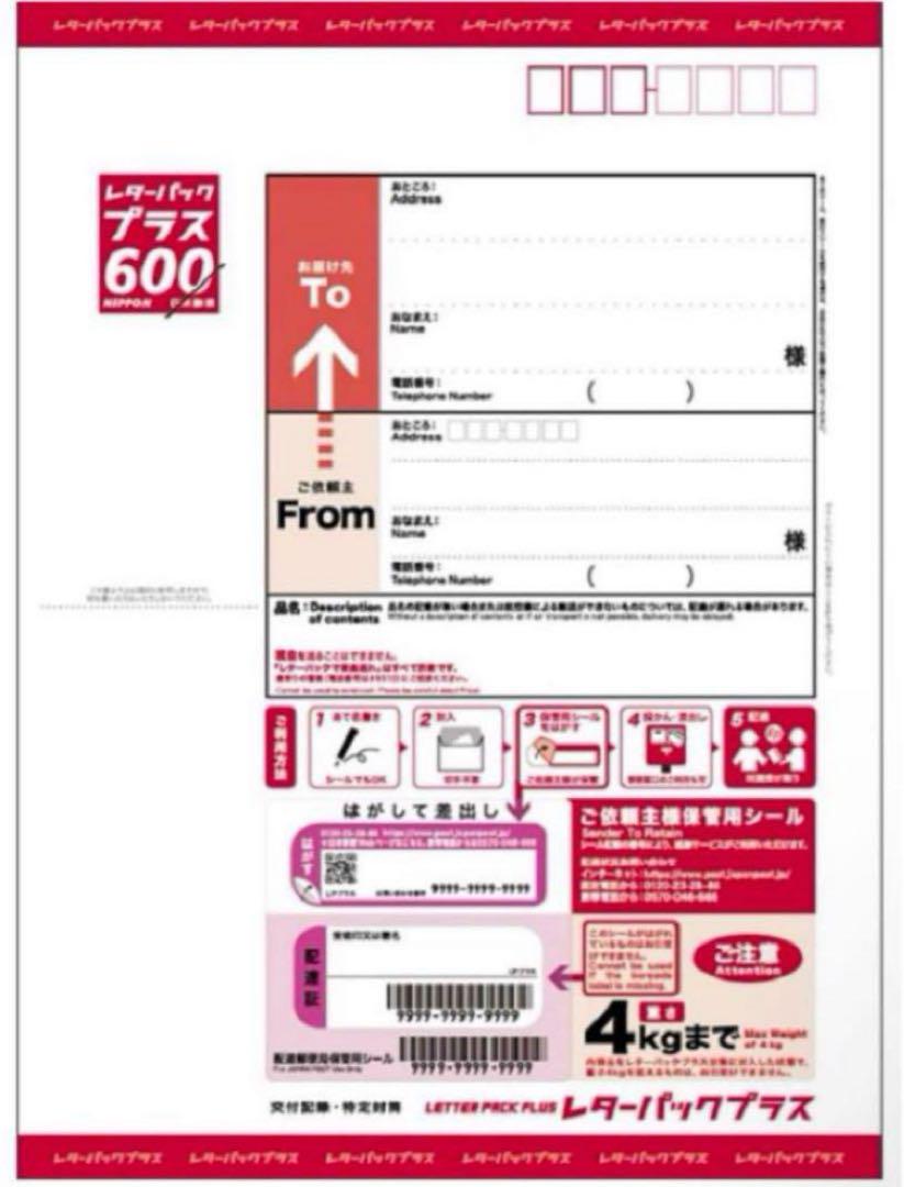 【送料込】 レターパックプラス 600【200枚】【折り曲げずに発送】【sai様 コレクション