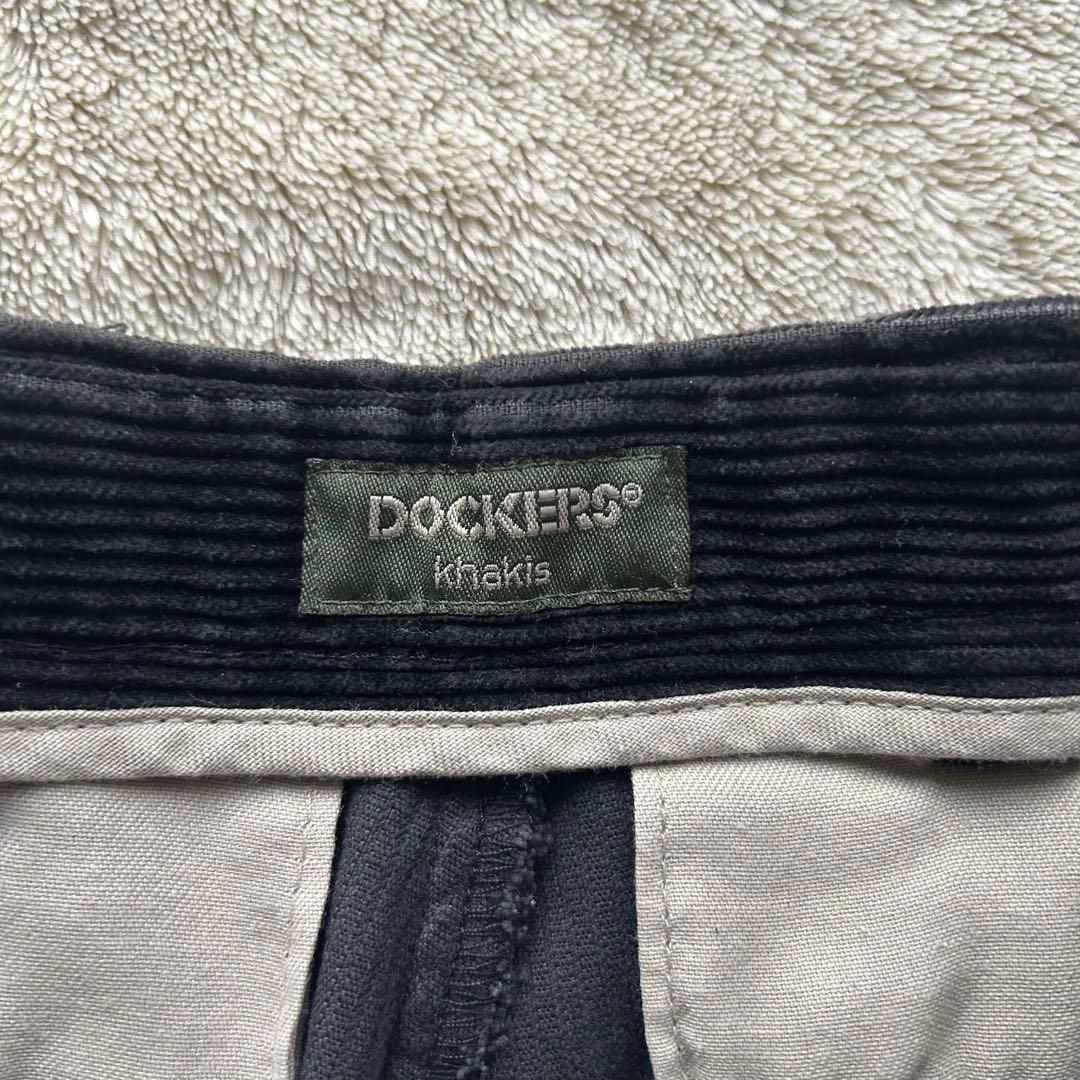 90s DOCKERS コーデュロイ ワイドストレートパンツ 太畝 ブラック 90s DOCKERS コーデュロイ ワイドストレートパンツ 太畝 ブラック