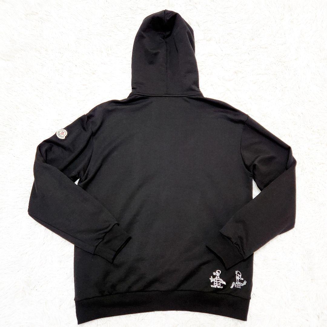 【美品】MONCLER モンクレール パーカー ワッペンロゴ ブラック L