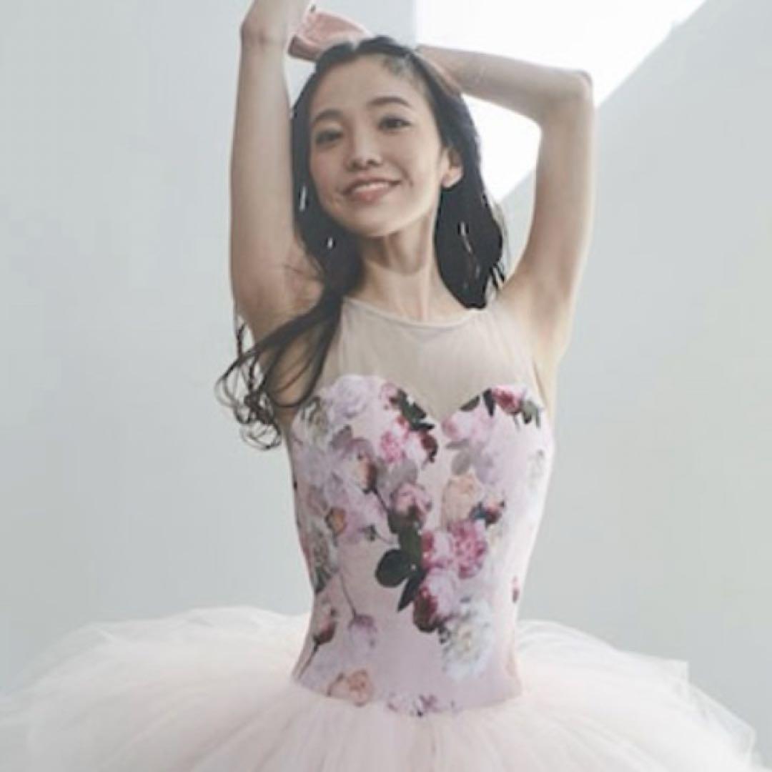 stina♡花柄ピンクノースリーブレオタード♡Sサイズ