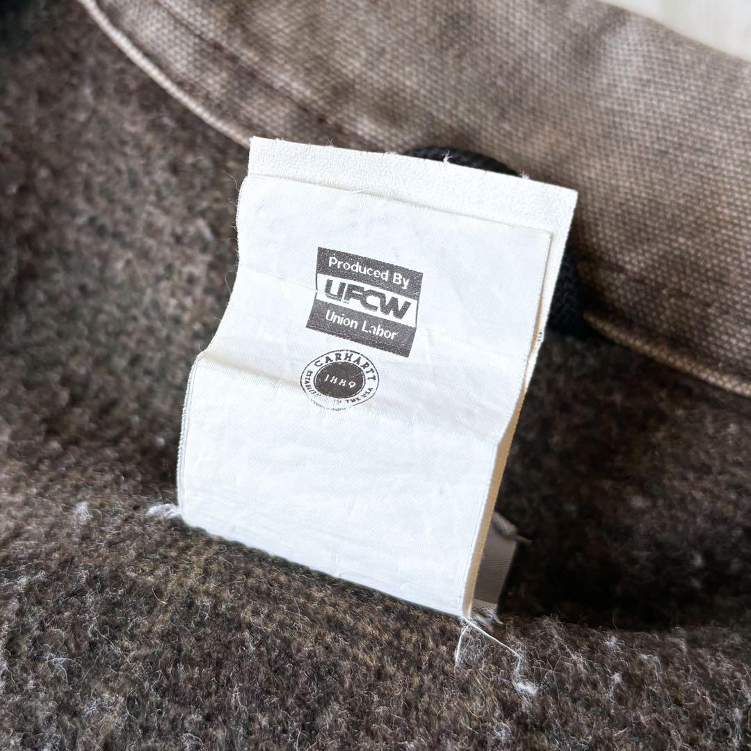 【USA製】Carhartt デトロイトジャケット グレー XL UFCW 古着 画像10
