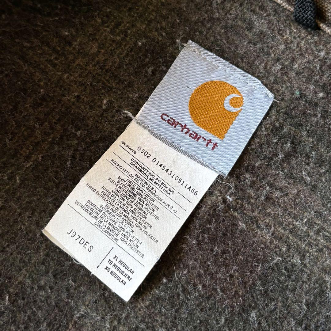【USA製】Carhartt デトロイトジャケット グレー XL UFCW 古着 画像9