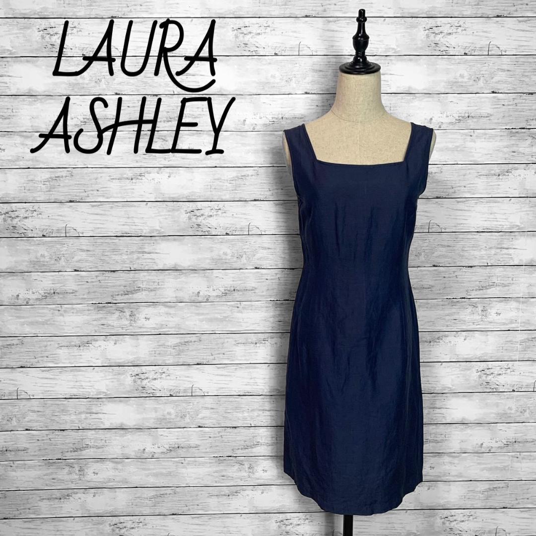 laura ashley ローラアシュレイ シルクリネンワンピース ノースリーブ ...