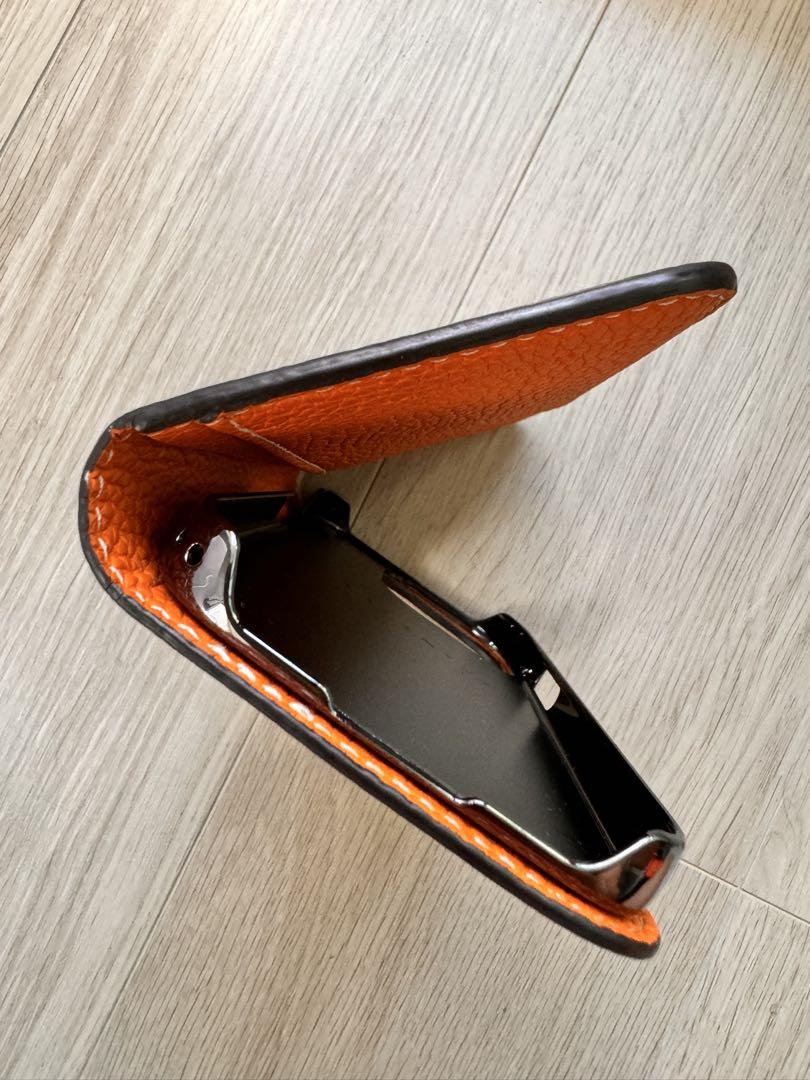 BONAVENTURA 手帳型ケース ネイビー/オレンジiPhone15 pro
