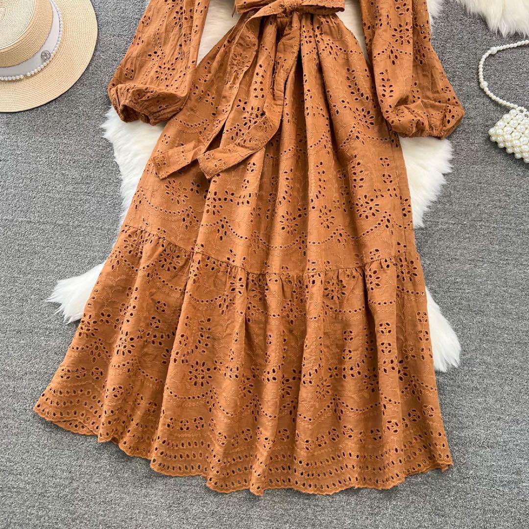 秋冬コーデ❤️長袖 ロングワンピース ドレス パーティー レディース レース