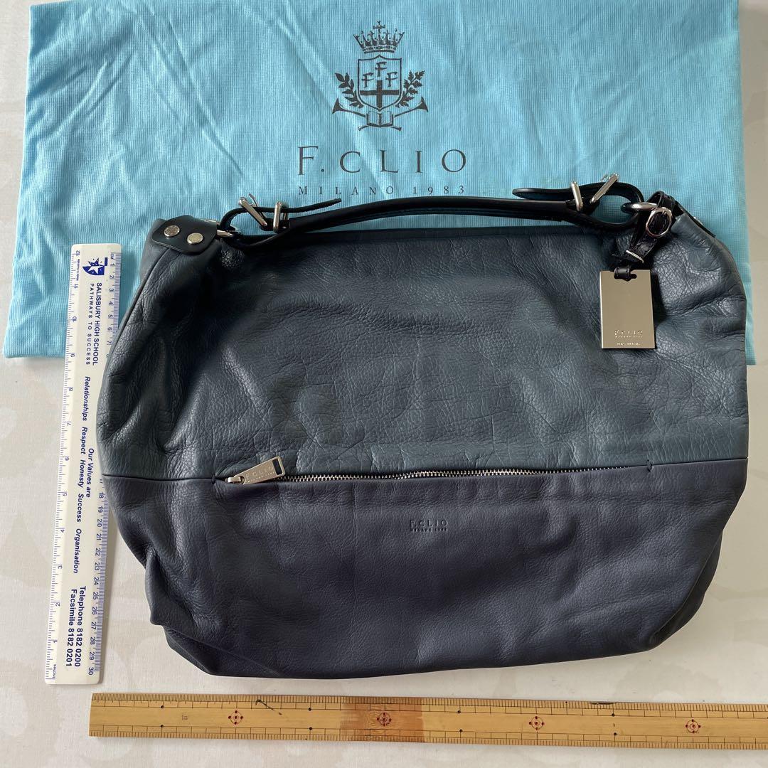 F.C.LIO 紺、ブルーのツウトン、レザー バッグ