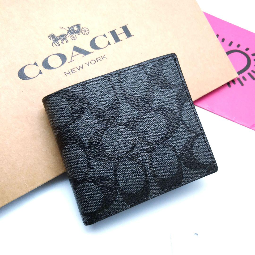 新品　COACH　折り財布　メンズ　人気の小銭入れ付き