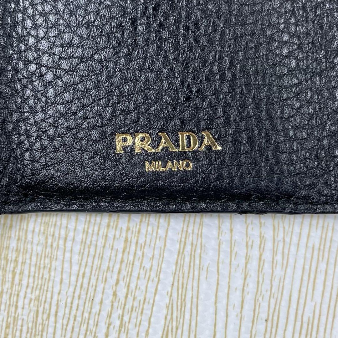 希少✨ PRADA プラダ 3つ折り財布 ブラック 黒 ヴィッテロダイノ