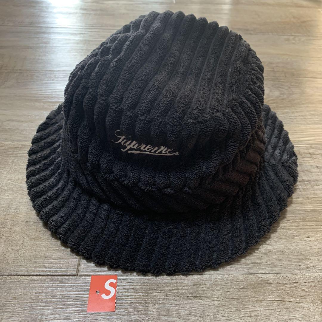 【美品】Supreme Terry Corduroy Crusher ハット 黒