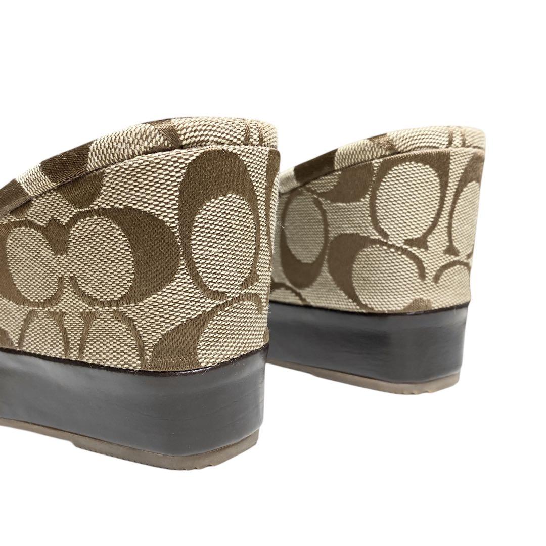 COACH 美品 コーチ シグネチャー サンダル パンプス ウェッジソール 美脚 COACH コーチ GRETTA シグネチャー ウェッジソール サンダル 7M
