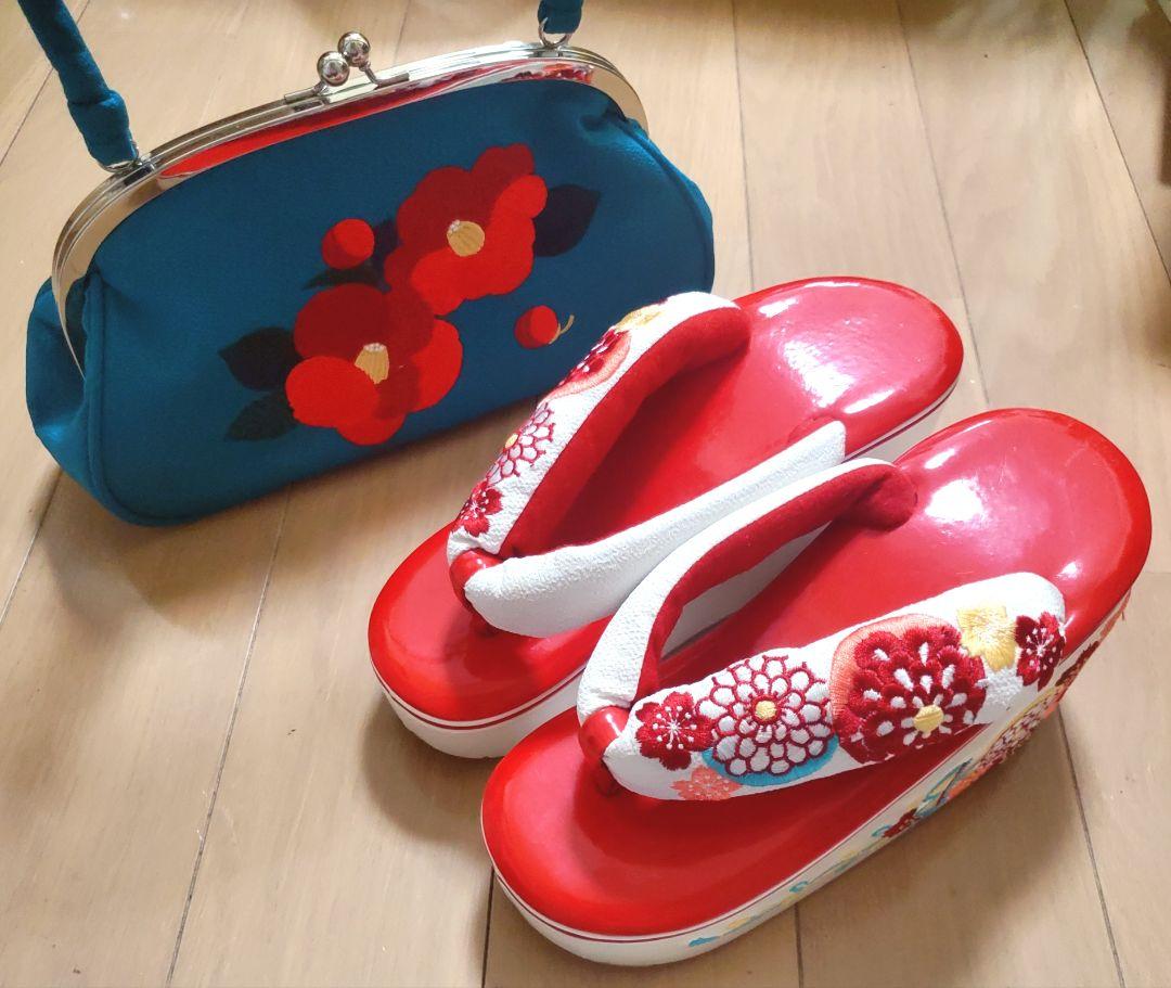 【値下げ☆】成人式 厚底 ヒール 草履 ぽっくり バッグ セット