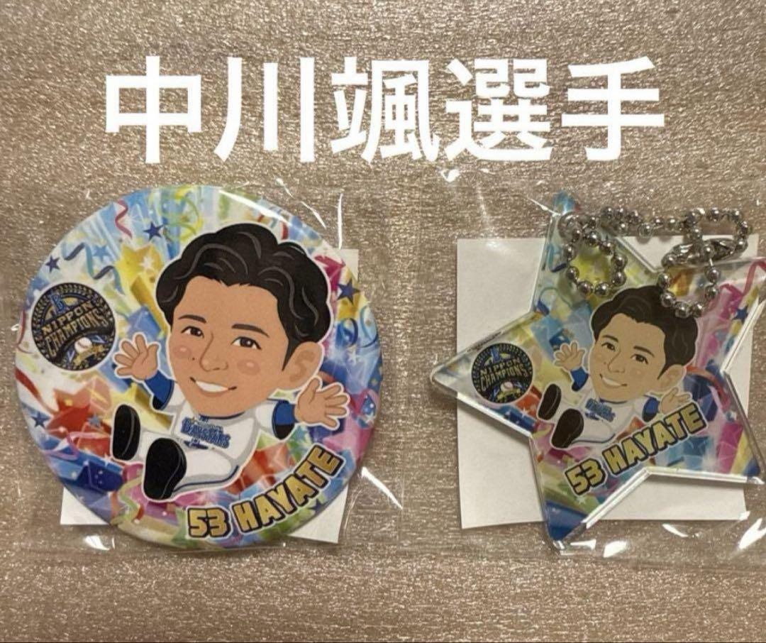 横浜DeNAベイスターズ 中川颯 ガチャ缶バッジ&キーホルダー 薄暗く