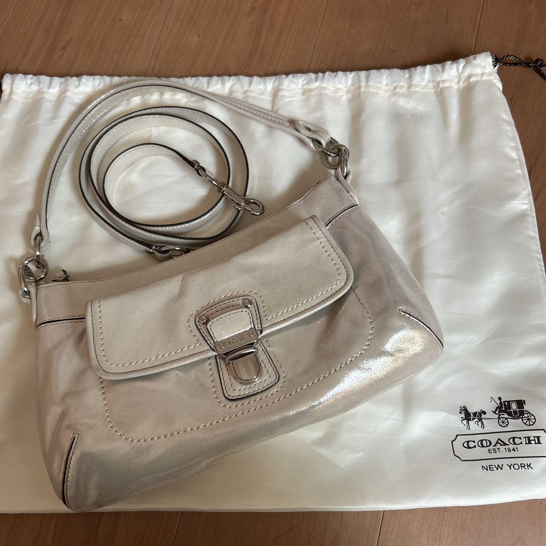 ☆美品☆ coach コーチ ショルダーバッグ 2way光沢 シルバー