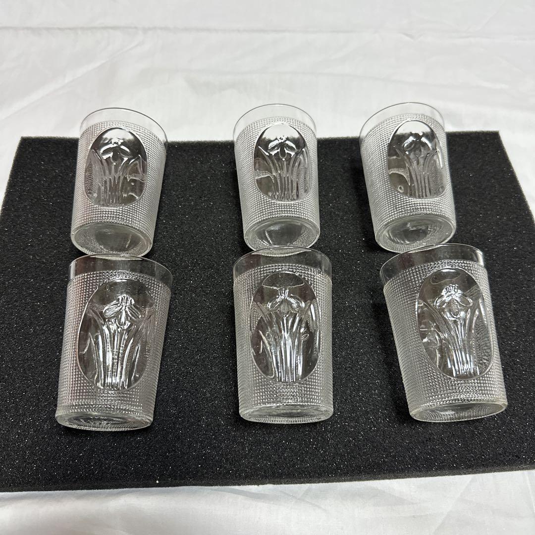 【新品未使用品】明治〜大正型ガラス　花柄コップ 6個セット
