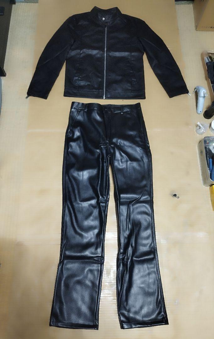 ★中古品 旧1号 スーツ ズボン上着 Lサイズ コスプレ 革ジャン 特撮ヒーロー