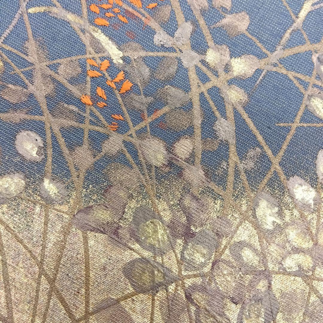 袋帯 太鼓柄 金彩 刺繍 草葉 洒落 24M411f