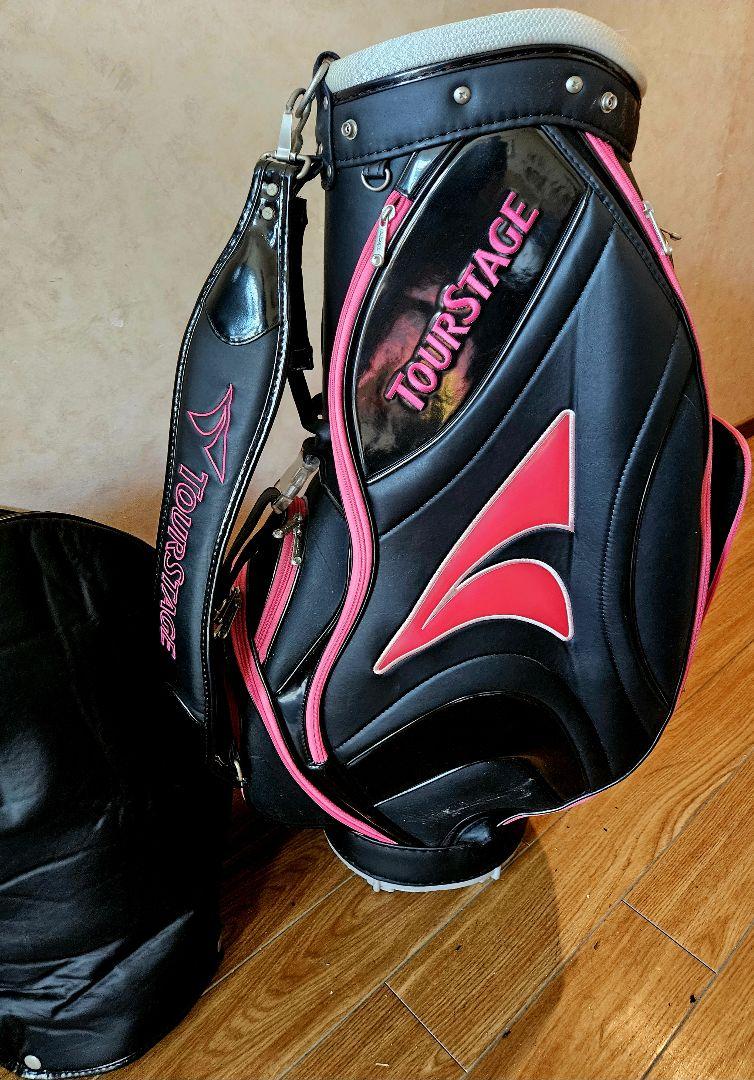 送料無料/美品 ツアーステージTourStag高級キャディーBLACKxPink