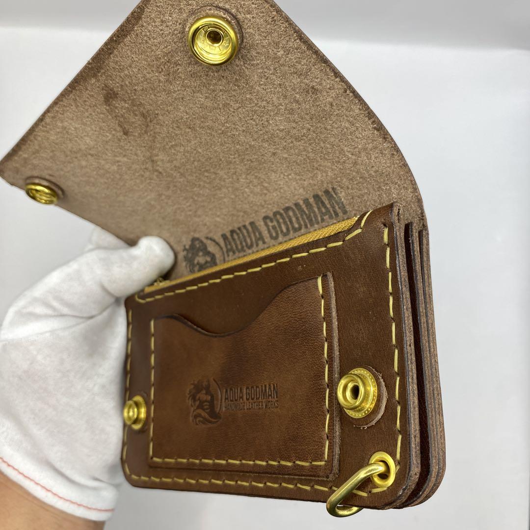 ハンドメイド】栃木サドルレザー 茶 ミドルトラッカーウォレット