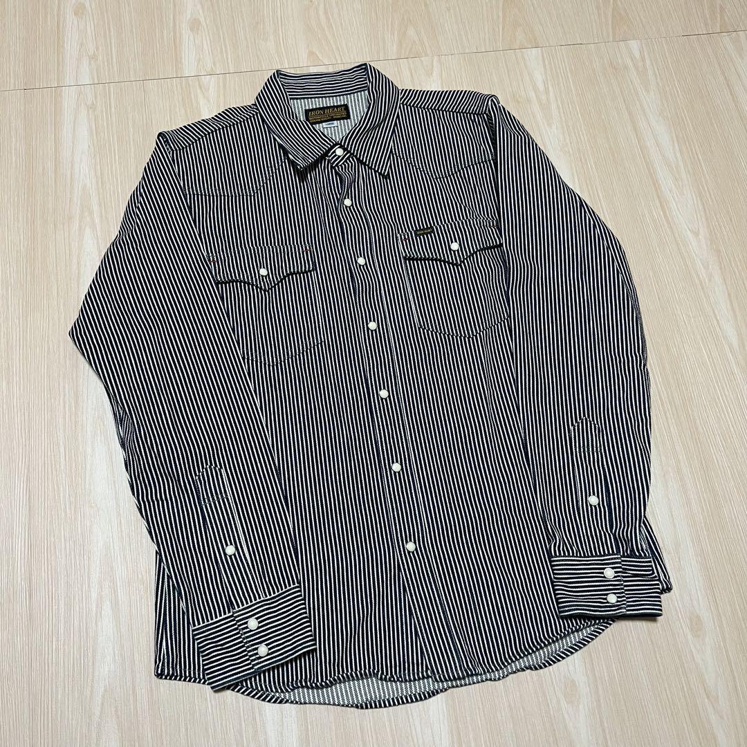 IRON HEART ストライプウエスタンシャツ M