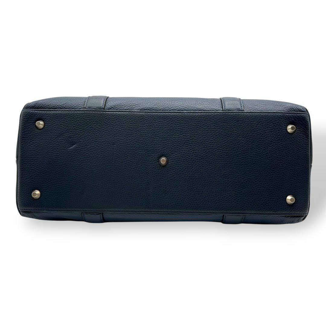 アンドレアロッシ トートバッグ 肩掛け レザー ネイビー 金具ロゴ A4収納可能