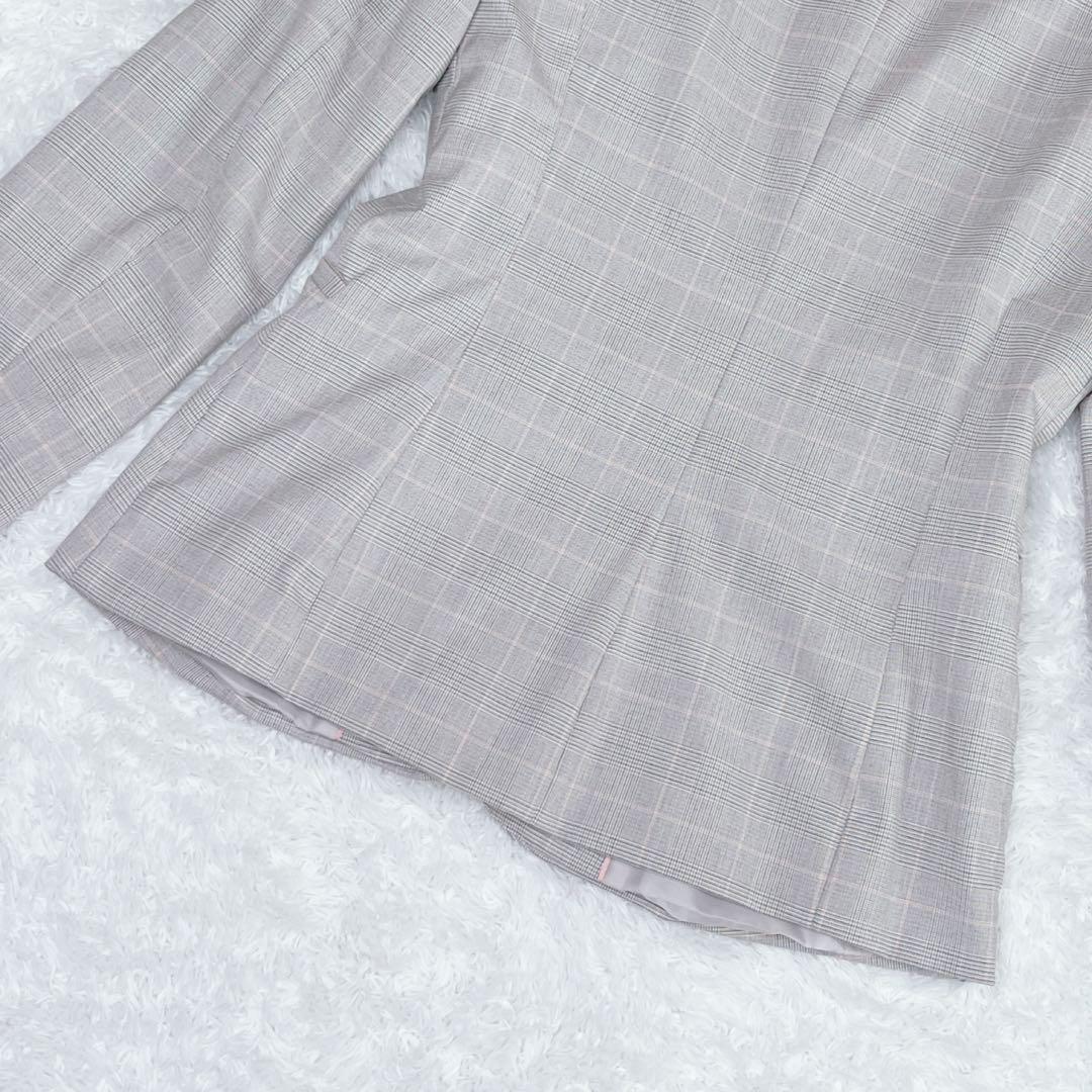 美品✨ザラ パンツスーツ ノーカラー 洗える グレー×ピンク 洗練