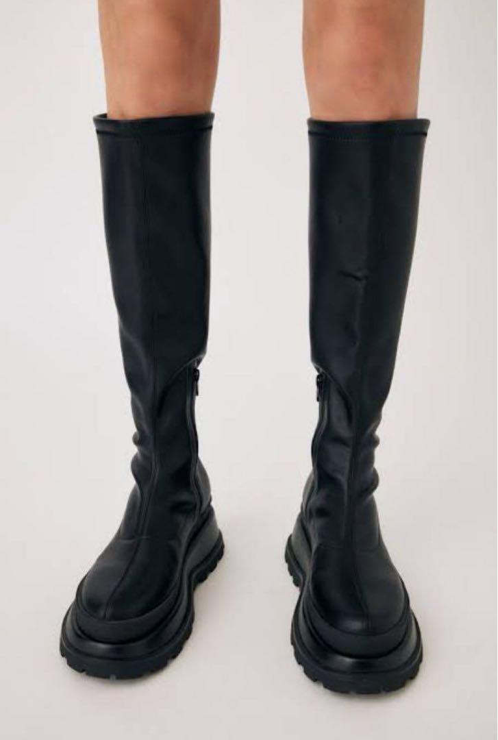 moussy stretch chunky ロングブーツ