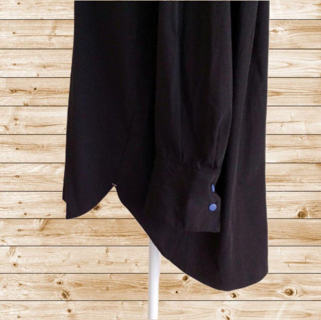 山本寛斎スーパーレディ　シャツ　ブラウス　刺繍デザイン　ブラック　　M