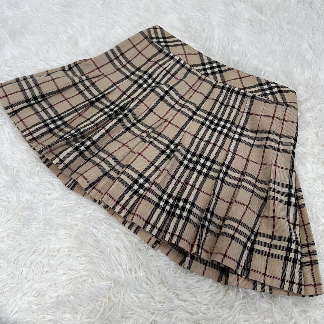 美品　BURBERRY BLUE LABEL 水色チェックスカート38 レア品 美品BURBERRY BLUE LABEL 水色チェックスカート38 レア品