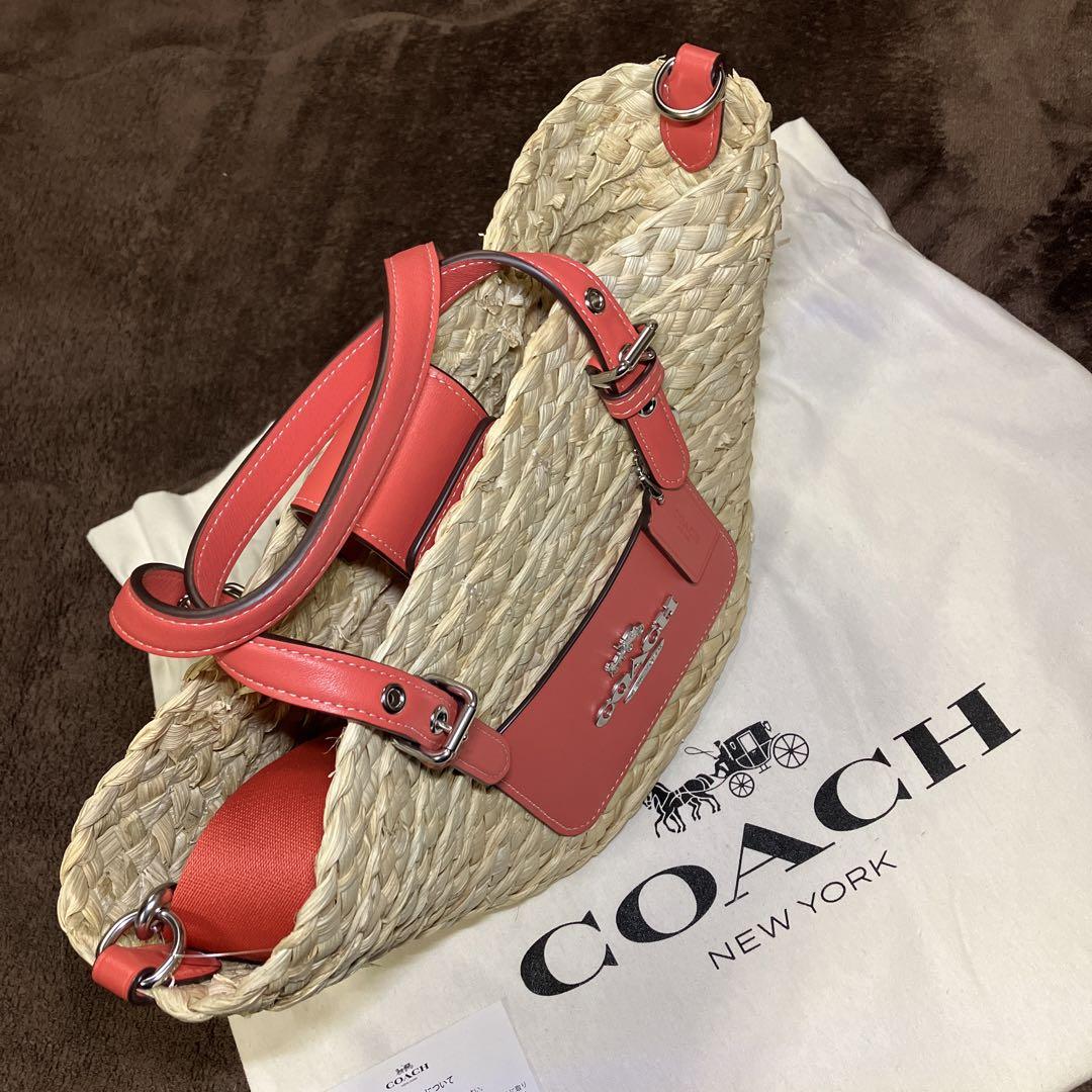 COACH かごバッグ ナチュラル×チャーク レディース