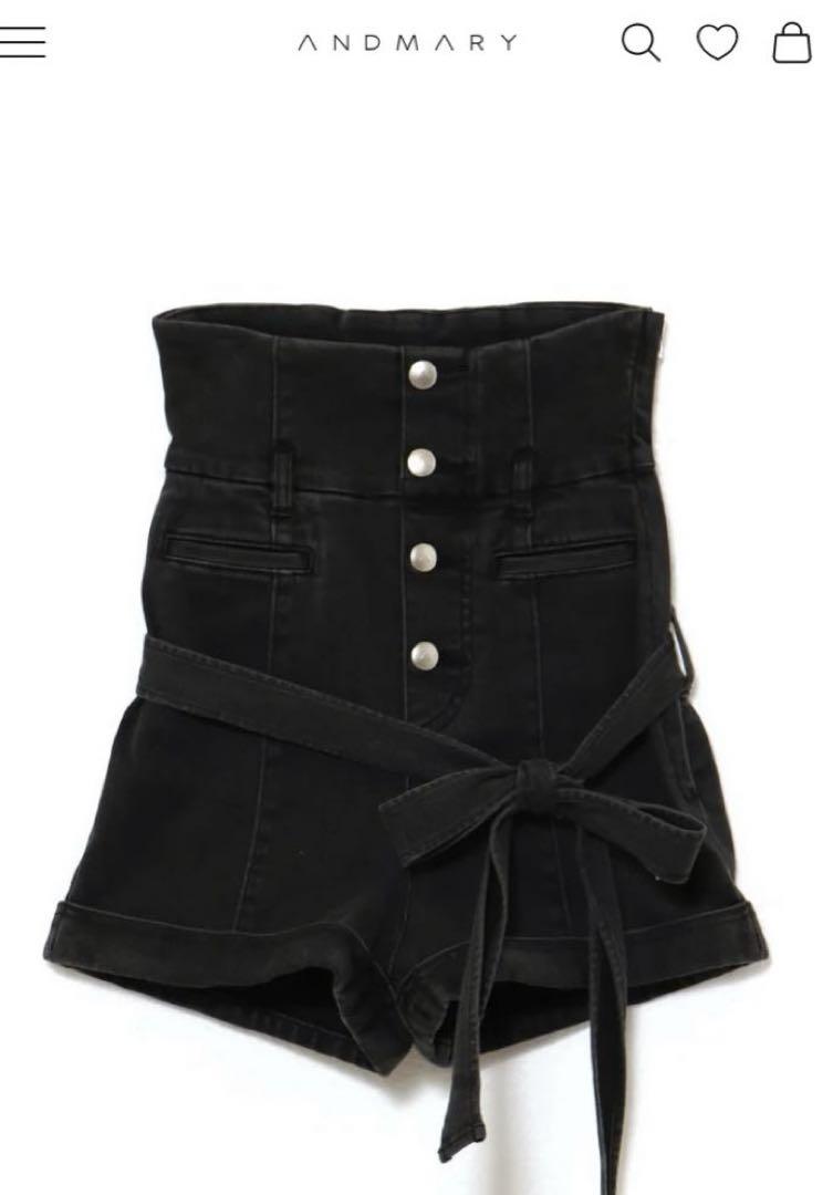 andmary Highwaist ribbon pants ブラック　M
