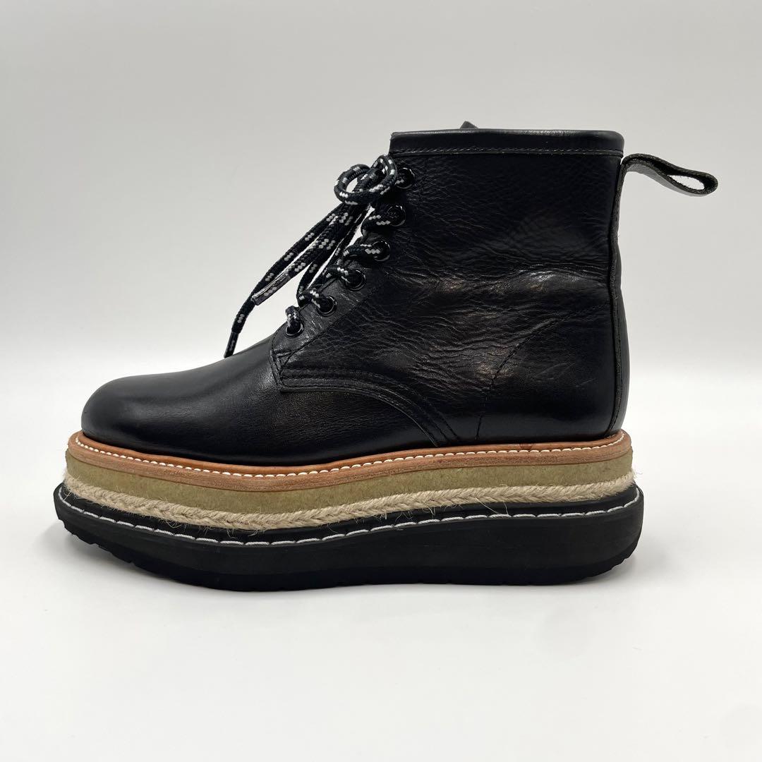 【未使用に近い】sacai サカイ ブーツ 厚底 レザー ブラック 黒 37 画像10