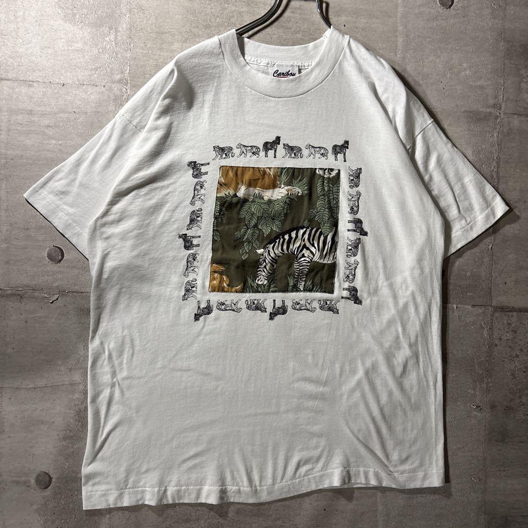 90s USA製 Caribou サファリ 動物 フォト アートTシャツ - メルカリ