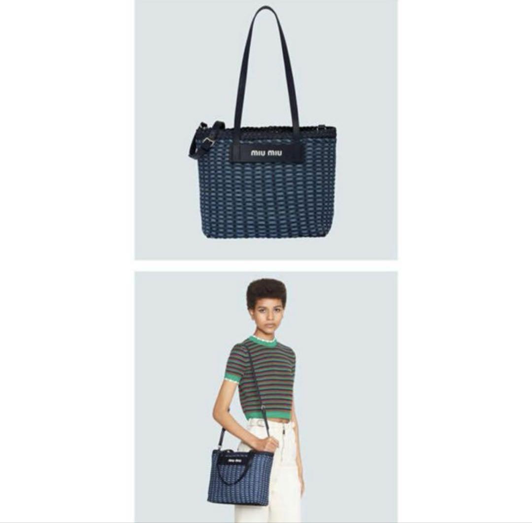 【特別セール品】 miumiuウーブンデニム トートバッグ - メルカリ バッグ