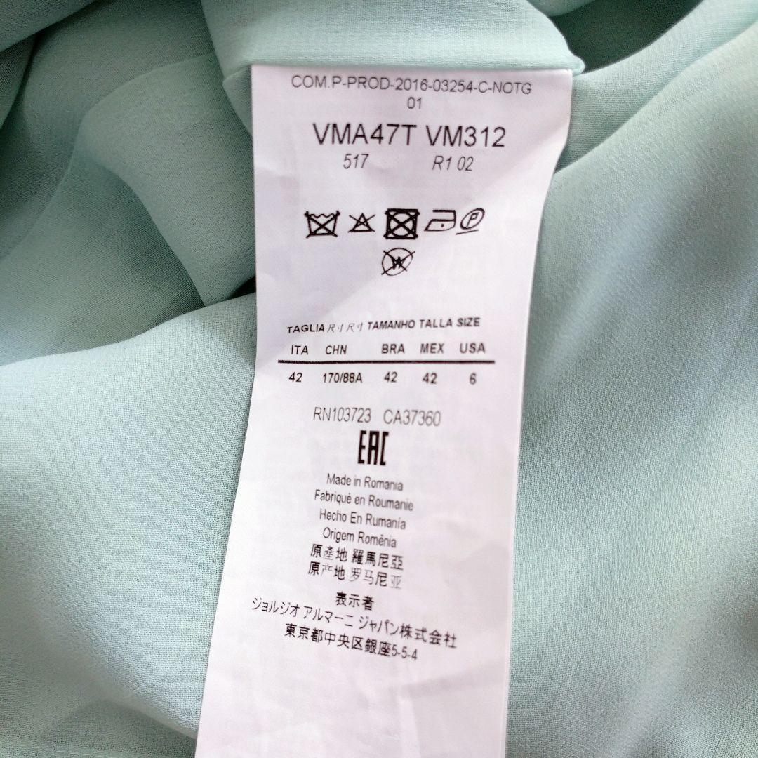 ARMANI COLLEZIONIシルク混　フレンチスリーブタックワンピース