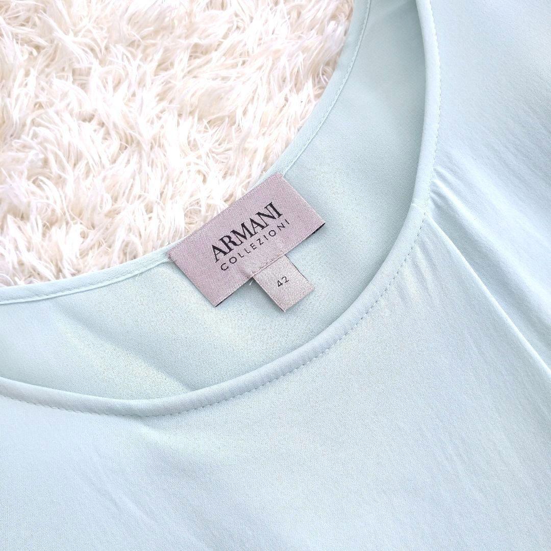 ARMANI COLLEZIONIシルク混　フレンチスリーブタックワンピース