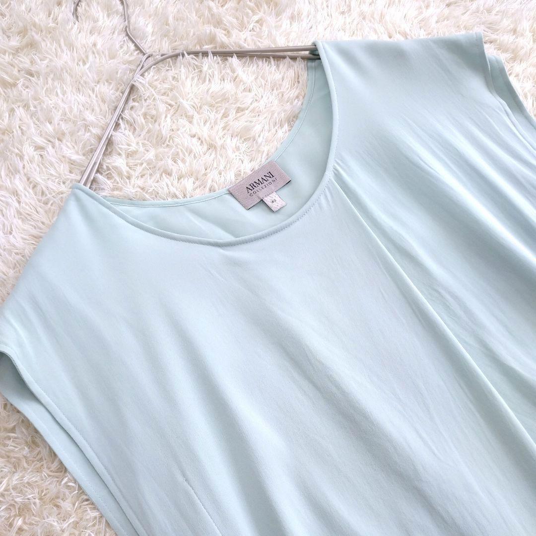 ARMANI COLLEZIONIシルク混　フレンチスリーブタックワンピース