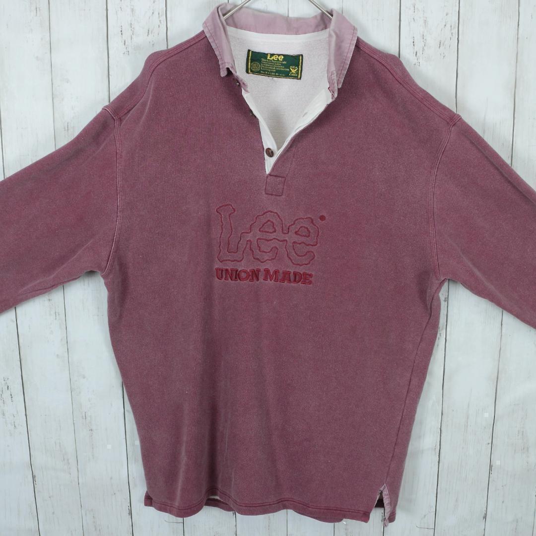 【超希少】リー スウェット 90s イタリア製 L 刺繍ロゴ ポロシャツ 一点物