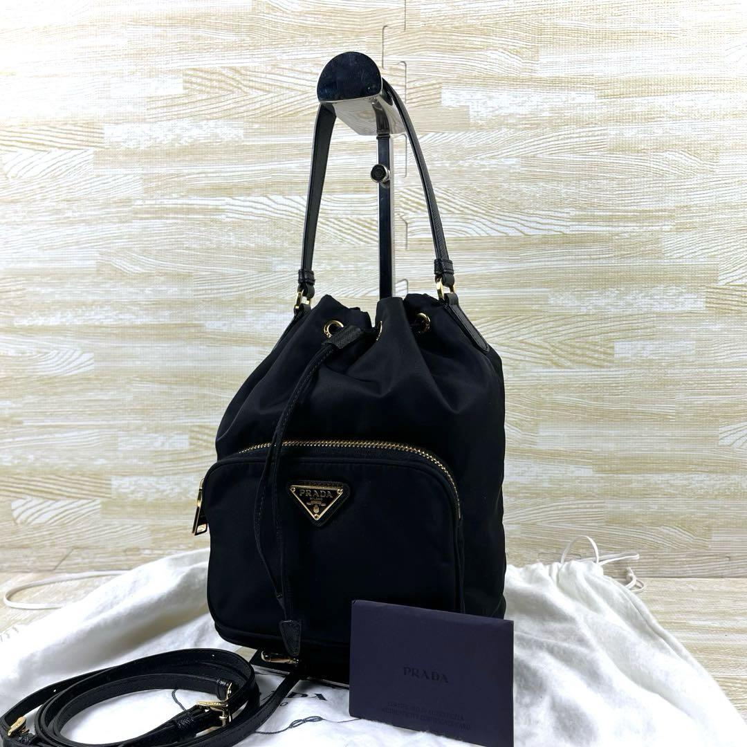 美品✨ PRADA プラダ デュエット 2way 巾着 ハンドバッグ 斜め掛け