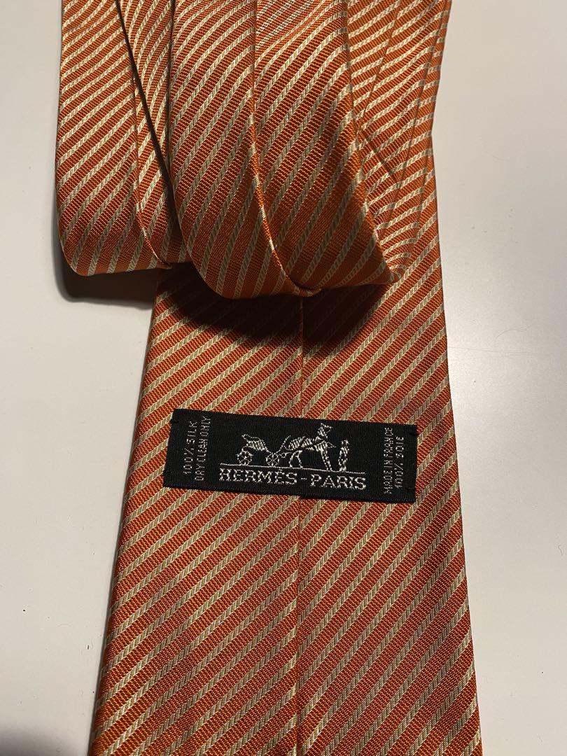 HERMES オレンジと金のストライプネクタイ