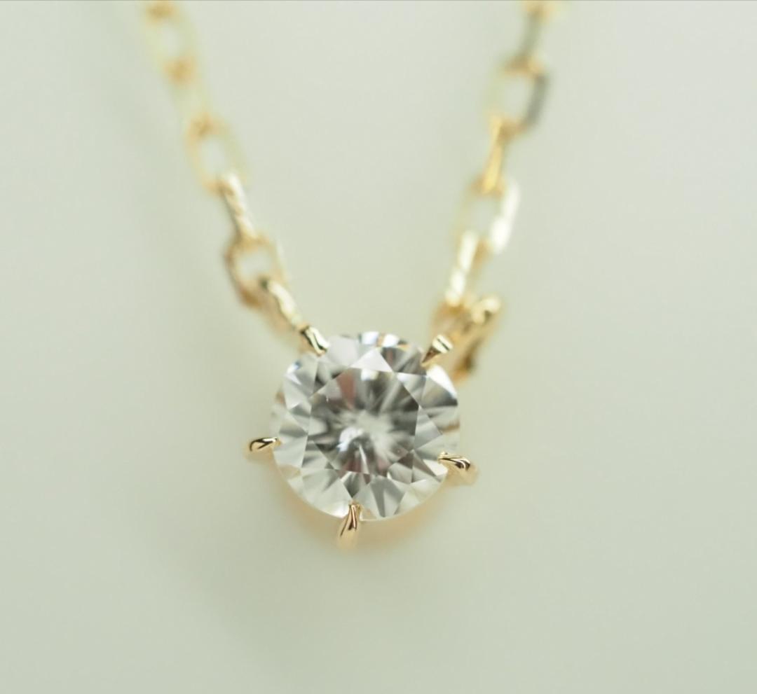 キラキラ！無色透明！極上良質天然ダイヤモンドネックレスK18YG D0.14ct