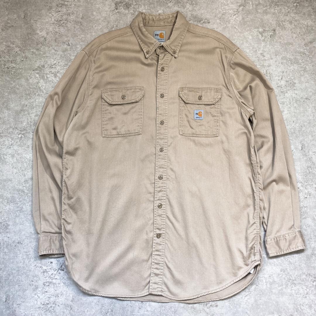 Carhartt 長袖シャツ 胸ロゴ ベージュ XL 0072