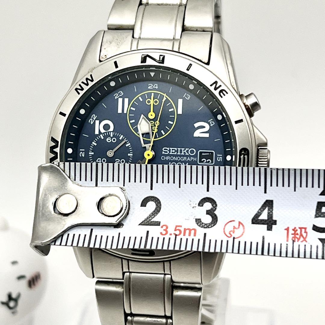 SEIKO セイコー 1/20秒 クロノグラフ 腕時計 ネイビー