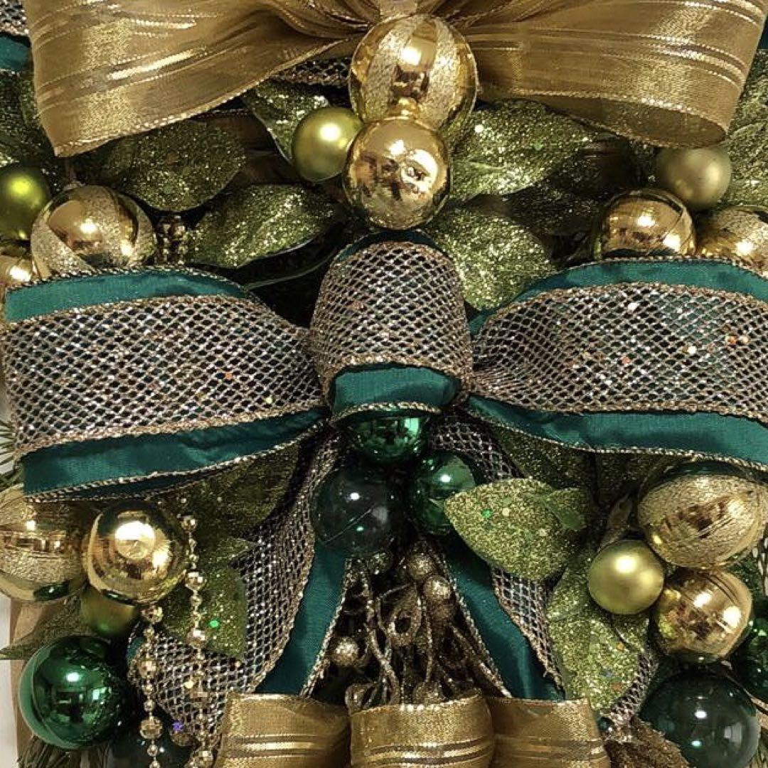 クリスマススワッグ クリスマスリース リボン ハンドメイド ツリー 大きめ 特大 画像4