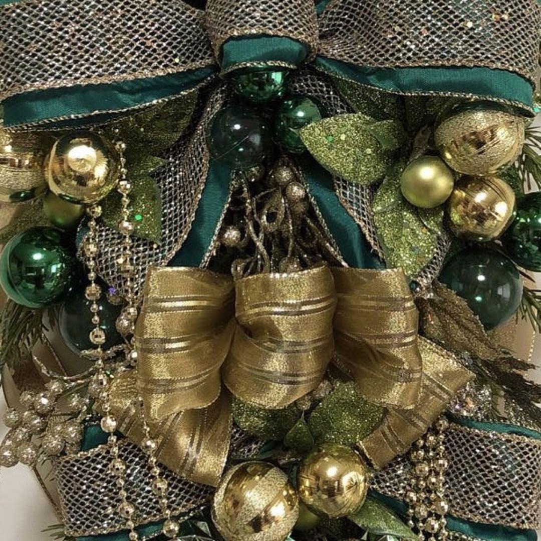 クリスマススワッグ クリスマスリース リボン ハンドメイド ツリー 大きめ 特大 画像5