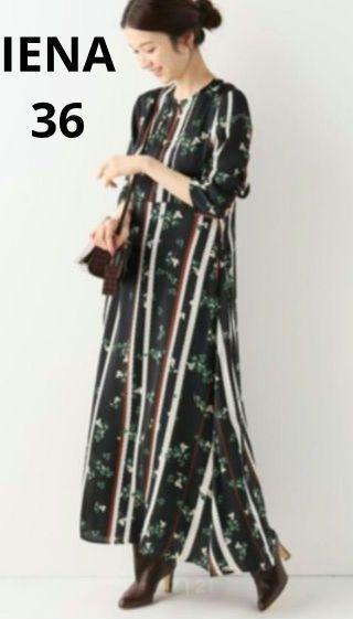 IENAイエナ ロングワンピースフラワープリントワンピース S 36 美品