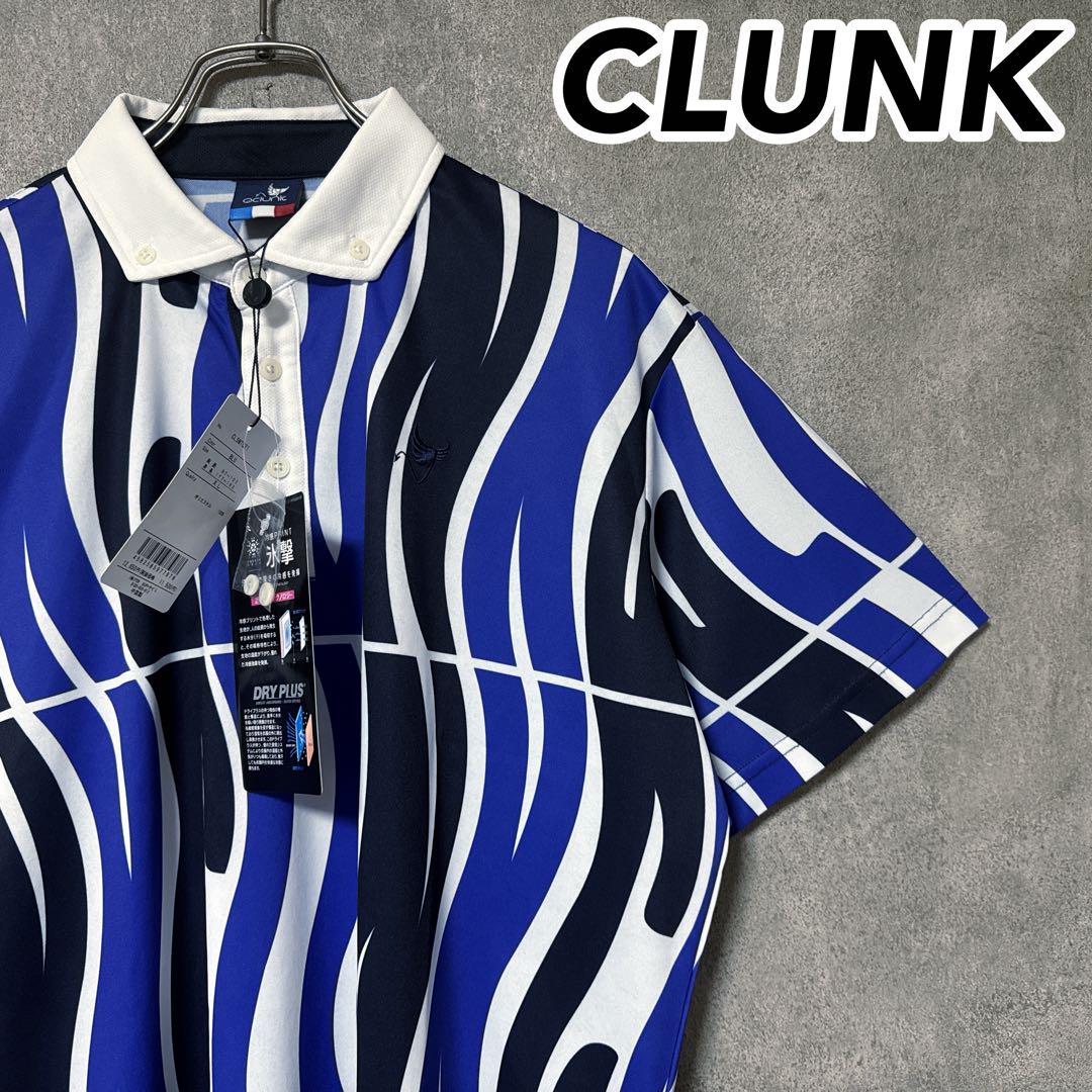 【新品】 CLUNK クランク ゴルフ ウェア 半袖 ポロシャツ 総柄 ロゴメンズウェア