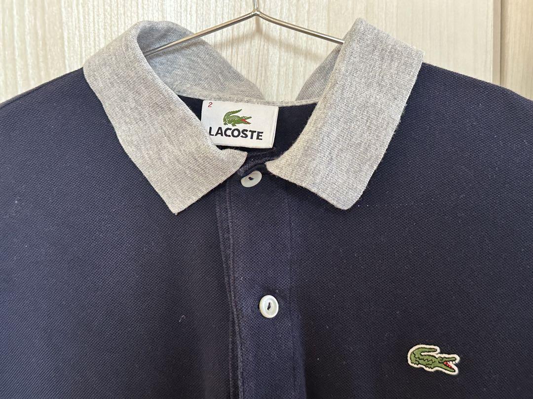 LACOSTE ネイビー ポロシャツ サイズ2 Lacoste ダークネイビー ポロシャツ襟にワニマーク サイズ FR 2