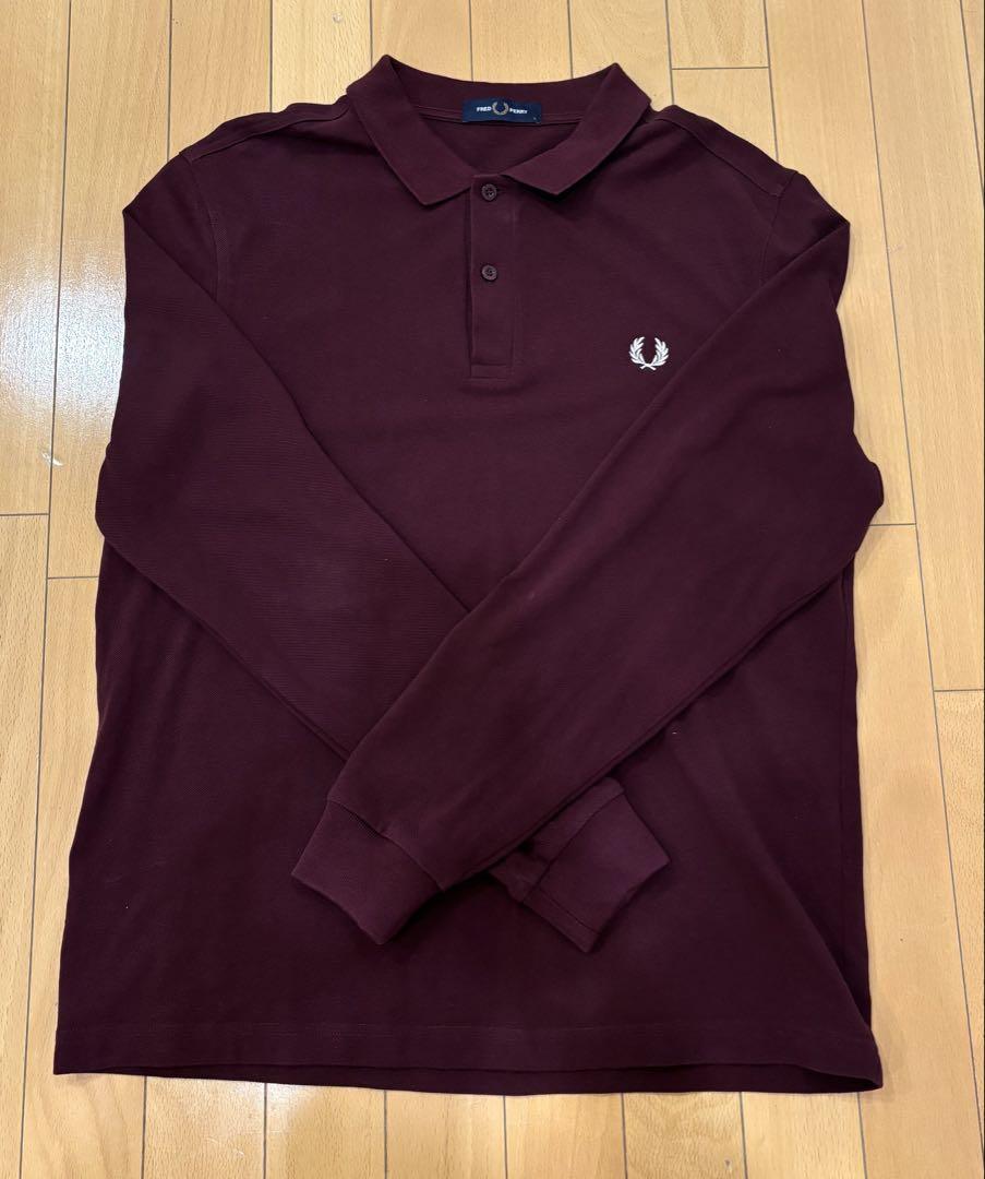 FRED PERRY バーガンディ 長袖ポロシャツ L
