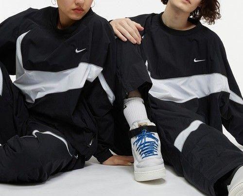 XL/L ナイキ スウッシュ ウーブン 上下セット ジャケット パンツ 黒